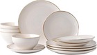 Plates And Bowls Sets For 4  12 Pieces Stoneware Dinnerware Sets  Dishes Set    