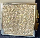 New Silver Toned And Rhinestone Compact  Dual Mirrors