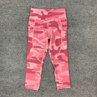 Zyia Active Capri Legging Womens 6-8 Pink Camo Zip Pocket Lightweight High Rise