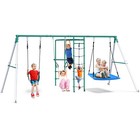 Playground Metal Swing Set Outdoor Kids Backyard Swingset Seat W climbing Ladder