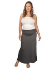 Womens Plus 1x 2x 3x Gray Fold Over Waist Long Flare Skirt  