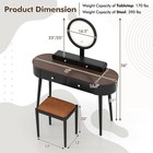 Solid Wood Makeup Vanity Desk Set W led Lighted Mirror  Drawers  Cushioned Stool