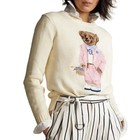 Black Red Bear Embroidered Pullover Sweater Long Sleeve Round Neck