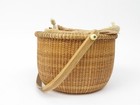 Vintage Nantucket Lightship Basket Lined With Handle 10  Diameter 