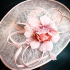 Light Pink Wide Brim Fascinator Hat With Flower For Wedding Derby Tea Party