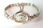 Vtg Ladies Bulova 23 j Wristwatch 10k White Gold Filled Case 4 Diamonds 5at Run