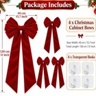 4 Pack Large Burgundy Velvet Christmas Cabinet Bows  51 X 15 7 Inch -