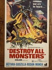 Destroy All Monsters   - Original 1969  Insert Movie Poster - Toho - Godzilla