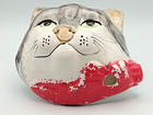 Babbacombe Pottery Vintage Cat Head String Dispenser Scissor Holder Grey Tabby