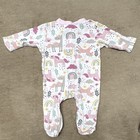Stylish Baby 3-6 Months Girls Pink Unicorn Rainbow Footed Zip Cotton Sleeper