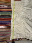 Antique Embroidered Linen Textile With Intricate Lace Trim 