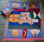 Vintage Teddy Bear Quilt Pillow Set 3d Applique Patchwork Nursery Bedroom Decor
