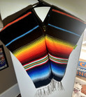 Mexican Made Serape Poncho Woven Multi Color Authentic