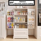 Kitchen Pantry Cabinet With 2 Doors And 2 Drawers  Solid And Sturdy  Storage For