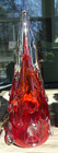 14 5  Luke Adams Red Sommerso Art Glass  snow Drift  Tree Figurine