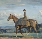 Antique Equestrian Oil Painting Victorian Woman Horse Landscape Art Wall Decor
