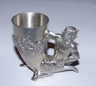 Antique Silver Metal Toothpick Holder - Rare - The Devil  Satan  Cornucopia