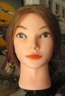 Cosmetology Training Mannequin Head Mounted On A Table Clamp Light Brown Hair
