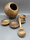 Vintage Mcm Atomic Hellerware Wood Nut Dish Serving Bowl Set Mid Century Modern