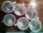 6 Vintage Fire King Anchor Hocking Blue Polka Dot And Lace Mugs
