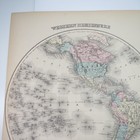 Eastern   Western Hemisphere Original Antique 1876 Hand Colored Map Atlas Pages