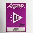 Anthrax Vip Pass Unused Purple Satin Sticky Pass Heavy Metal Band