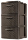 3 Drawer Tower  Slim Weave 3 Drawer Tower With Pull Handles  Brown