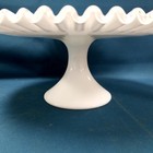 Vtg Fenton Silvercrest Milk Glass Ruffled Rim 13  Cake Stand 5  Stem 