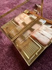 Vtg 1930s Evans Doublesided Wave Pattern Compact Clutch Wristlet Gold 