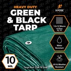 10  X 15  Heavy Duty Green  Black Poly Tarp 10 Mil Waterproof Cover Tent Rv Tarp