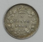1885 Canada Queen Victoria Silver 5c Coin Very Fine