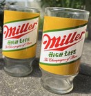 Set Of 3 Vintage 1970   s Miller High Life 12 Oz  Beer Glasses