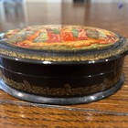 Signed Russian Black Lacquer Box Hand-painted 