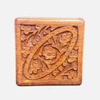 Vintage Hand Carved Wood Jewelry Box Folk Art Trinket Storage Decor Boho Style