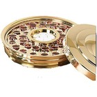 Stackable Communion Tray With Center Bread Plate   Tray Cover - Stainl
