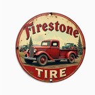 Vintage Firestone Tire Garage Tin Metal Signs Home D  cor Wall Art 8x8