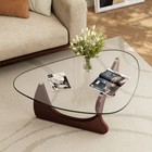 Used Noguchi Style Coffee Table In Walnut 8mm Triangle Glass Solid Wood Base