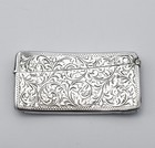 Antique Sterling Silver Calling Card Case 1903 Scroll Engraved Edwardian