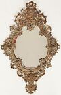 Large Antique French 19th   20th C Pierced Gilt Bronze Gargoyle Face Wall Mirror