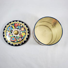 Vintage Mcm Daher Designed Black Floral Tin Lidded Biscuit Box Made In England