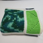 Handmade Crochet Afghan Blanket Green White Multicolor Granny Square 32x42