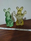 Vintage Acrylic Lucite Rabbit Bunny Rare Hare Sculpture Figurine Set Pair 