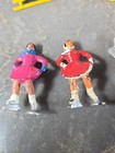 11 Pieces Vintage Barclay Lead Figure Skater Ice Skating  Sleds Christmas Scene