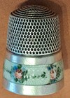 Antique Sterling Silver Guilloche Enamel Roses Thimble Estate Find