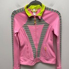 Ivivva Lululemon Girls Pink Striped Activewear Long Sleeve Full Zip Jacket 12