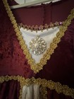 Beautiful Renissance Medieval Princess Costume Dress Women s Red gold cream 