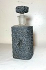 Antique Ornate Reticulated Perfume Cologne Metal Glass Silverplate Bottle Scent