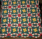 Double Wedding Ring Star Christmas Quilt Wall Hanging Hand Stitched Quilted 50   
