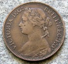 Great Britain Queen Victoria 1875 H Farthing  Seated Britannia Bronze Km  753