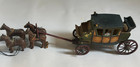 Antique Miniature Western Stage Coach With 4 Wood Horses Pull Toy